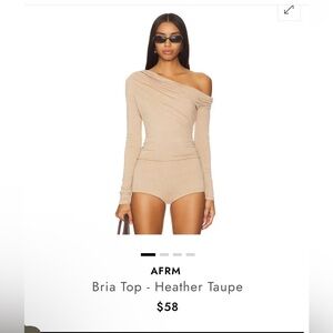 AFRM Heather Taupe One-Shoulder Bodysuit